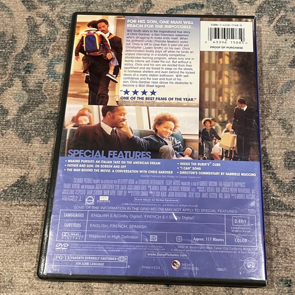 {The Pursuit of Happyness} DVD, widescreen edition, good used condition 2007 - Picture 2 of 6